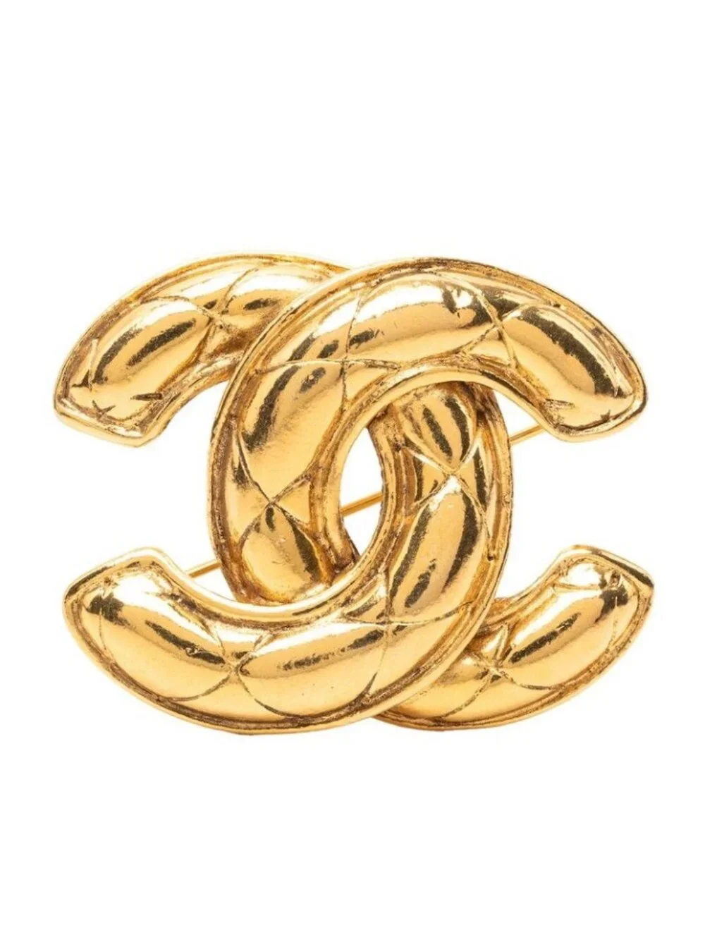 Chanel CC Logo Vintage Brooch Gold Plated
